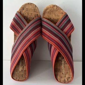 MONTEGO BAY CLUB, MULTICOLORED, ELASTIC, CORK WEDGE SANDALS